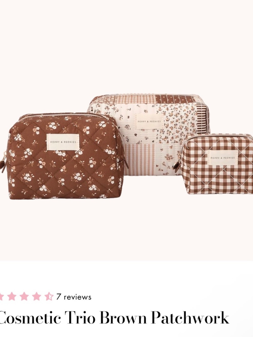 Poppy & Peonies Brown patchwork Collection - Picture 6 of 7